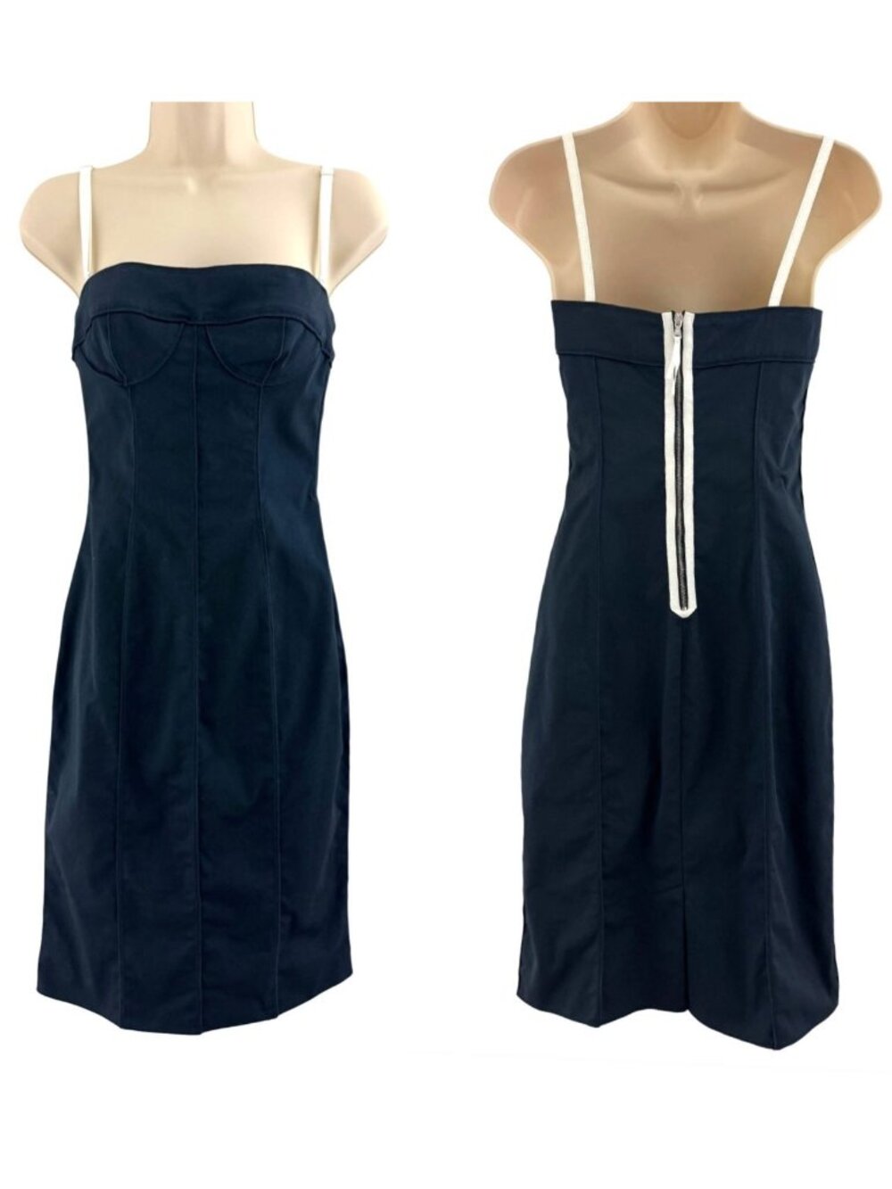Dolce & Gabbana Navy Blue Cotton Corset Dress Size 40 (4) Bodycon Bustier Italy